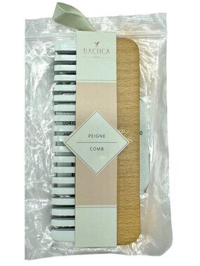 Bachca Paris Wide Tooth Detangling Comb For Thick Hair Wooden Handle White READ